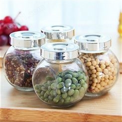 徐州亚特厂家生产批发扁鼓玻璃瓶 厨房储物罐现货