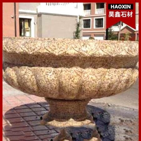 厂家定制黄锈石花钵 异形花岗岩石材花盆 适用于广场