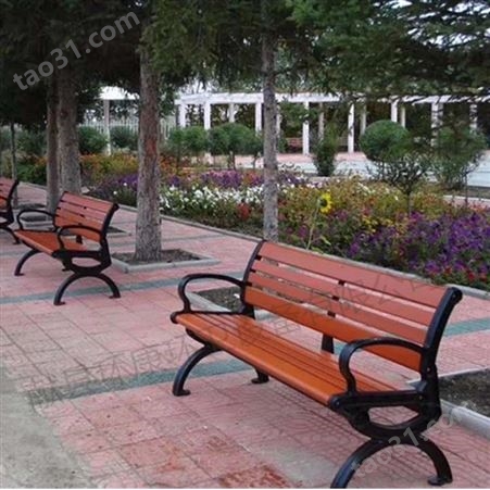 大八字公园椅 靠背座椅 防腐木长椅 户外实木园林休闲椅 广场铸铝排椅 环康定制直销